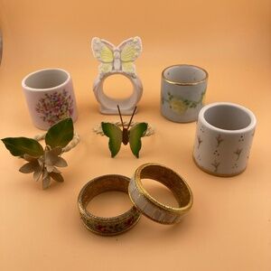 Vintage Collectable Porcelain and Metal Napkin Rings Circa 1930s-1970s